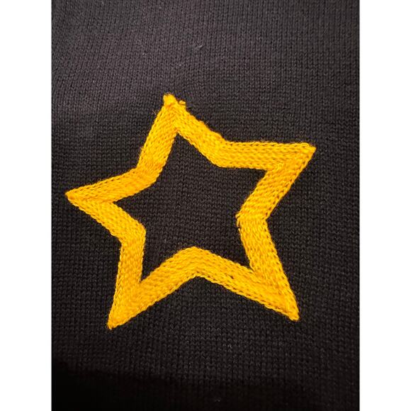 FOIL Colorblock Cotton Embroidered Open Weave Sweater Navy Yellow White, L - Picture 3 of 9